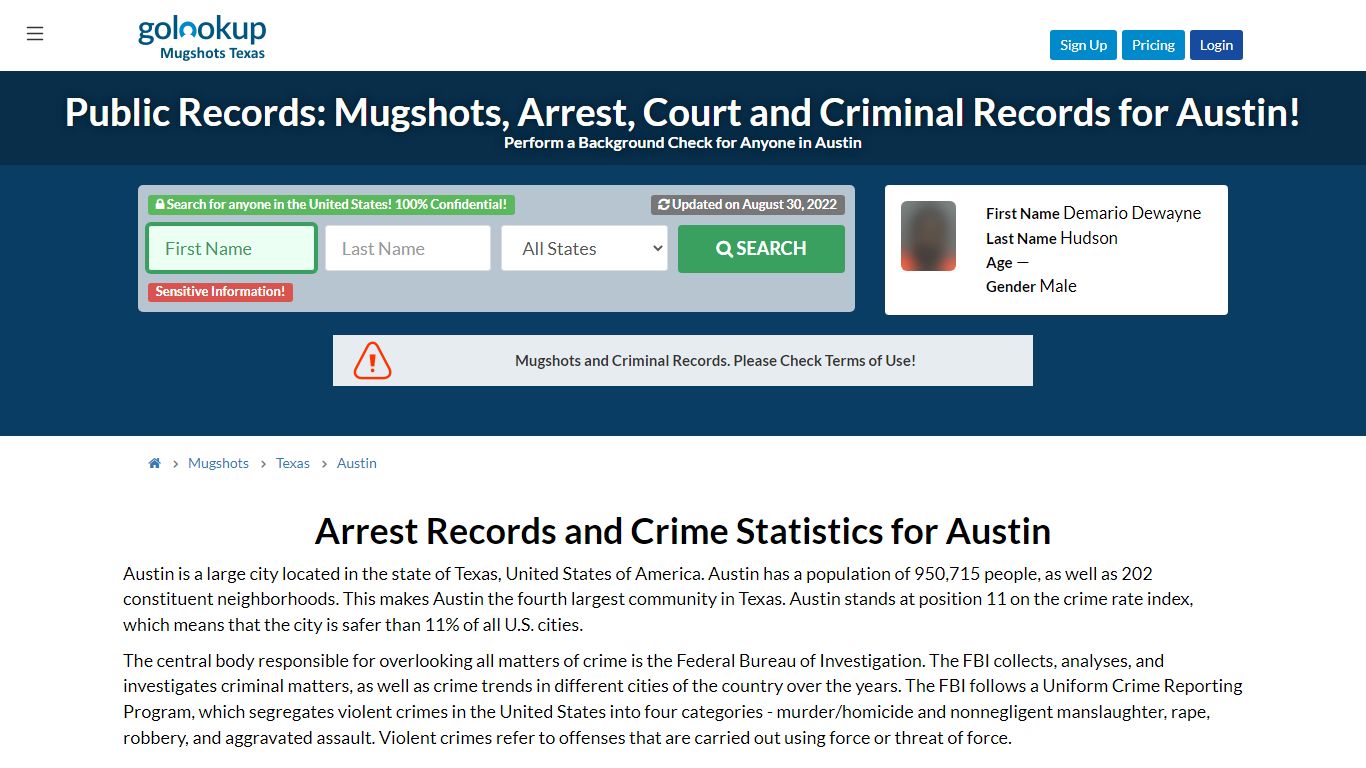 Mugshots Austin, Arrest Records Austin - GoLookUp